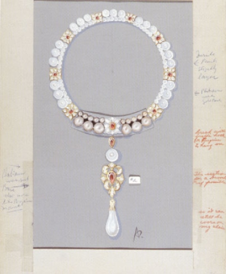 la-peregrina-pearl-perle-cartier-dessin-collier-necklace-elizabeth-taylor