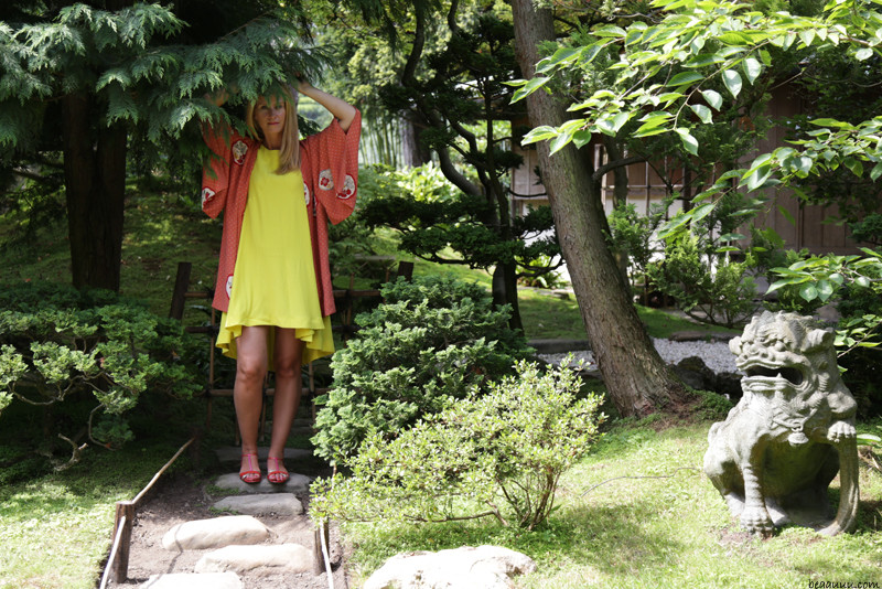 Yellow dress and Kimono