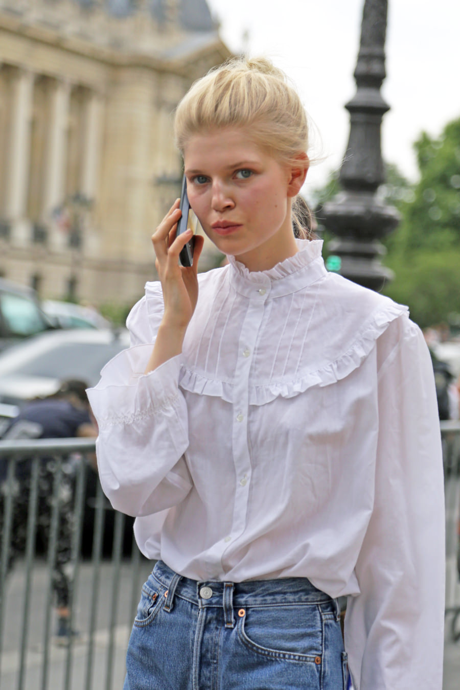 model-off-duty-wearing-a-vintage-white-blouse