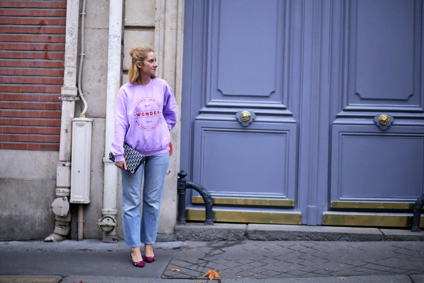 Sweat violet et jean blue vintage