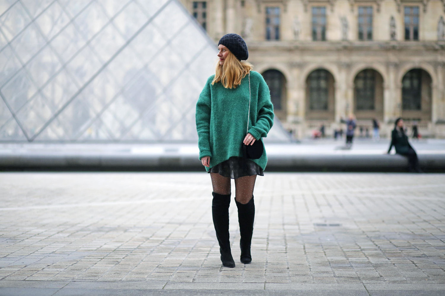 green oversize sweater HM-Vanessa Bruno skirt