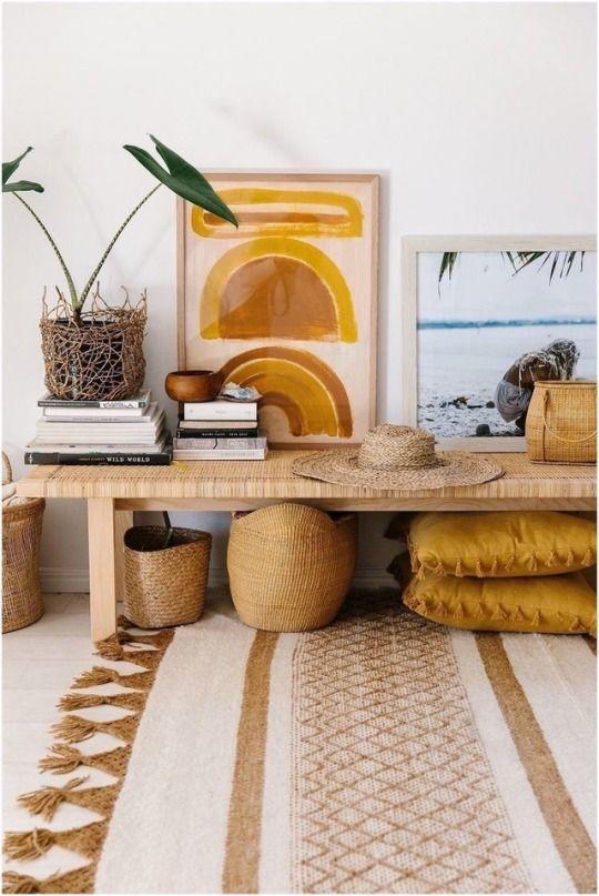 Pinterest Inspiration-Ethnic chic home decoration straw and wood