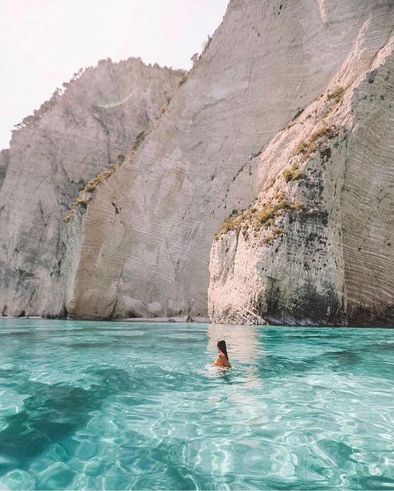 crystal clear blue water
