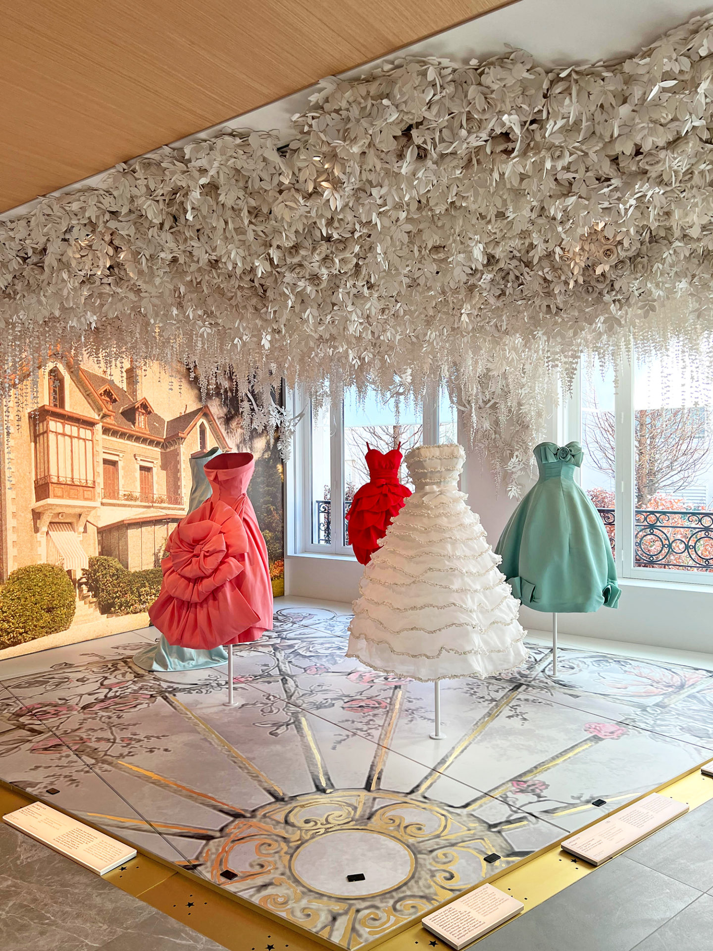 flower dresses Christian Dior at La Galerie Dior